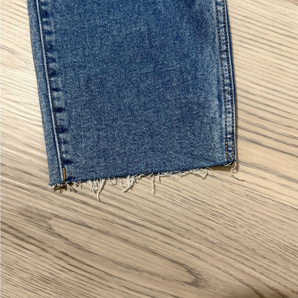 J. Crew Classic Vintage High Rise Medium Blue Jeans Raw Hem Distressed Pockets - Picture 7 of 10